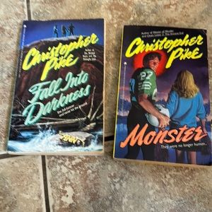 2 original 1990s Christopher Pike‎ paperback books Monster & Fall into Darkness